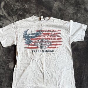 Harley-Davidson American Flag Graphic Tee M Pearl Harbor Biker Eagle USA T Shirt